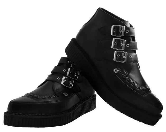 TUK Shoes Vegan Men Black Vegan TUKskin 3Buckle Strap Pointed Toe Creeper Boots TUK Shoes Vegan Men Black Vegan TUKskin 3Buckle Strap Pointed Toe Creeper Boots