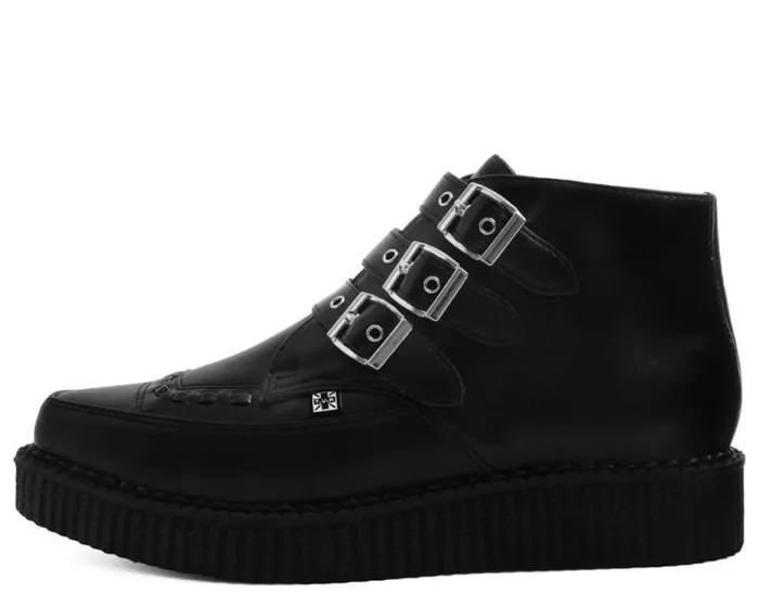 TUK Shoes Vegan Men Black Vegan TUKskin 3Buckle Strap Pointed Toe Creeper Boots TUK Shoes Vegan Men Black Vegan TUKskin 3Buckle Strap Pointed Toe Creeper Boots