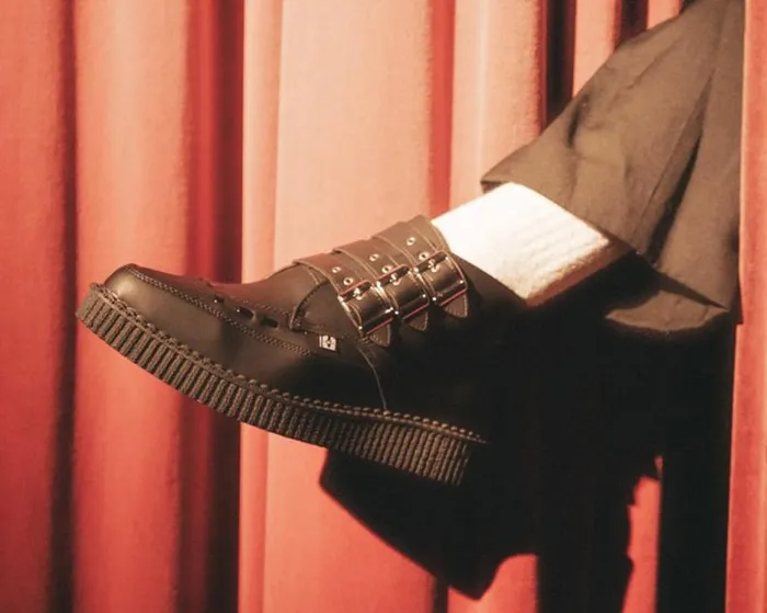 TUK Shoes Vegan Men Black Vegan TUKskin 3Buckle Strap Pointed Toe Creeper Boots TUK Shoes Vegan Men Black Vegan TUKskin 3Buckle Strap Pointed Toe Creeper Boots