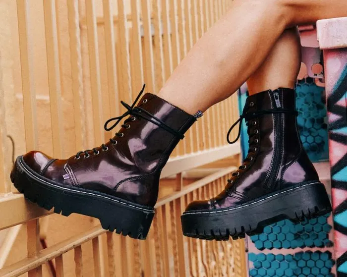 TUK Shoes Vegan Men Burgundy RubOff 10Eye Double Decker Boot TUK Shoes Vegan Men Burgundy RubOff 10Eye Double Decker Boot