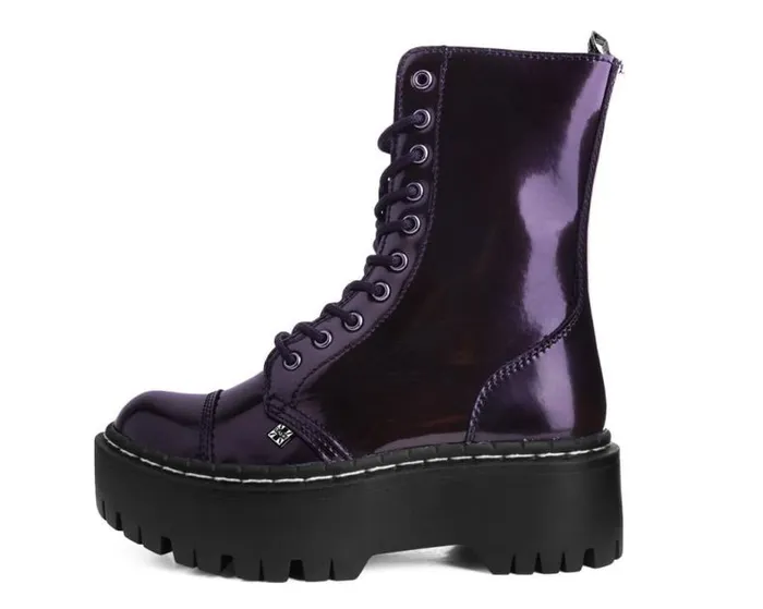 TUK Shoes Vegan Men Burgundy RubOff 10Eye Double Decker Boot TUK Shoes Vegan Men Burgundy RubOff 10Eye Double Decker Boot