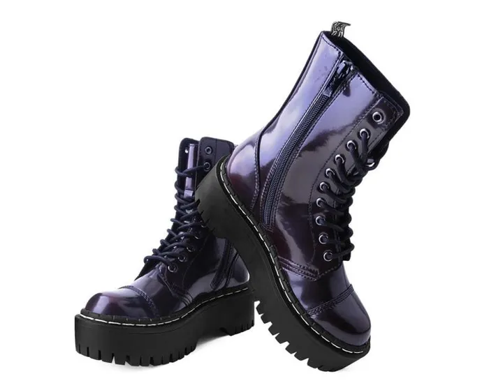 TUK Shoes Vegan Men Burgundy RubOff 10Eye Double Decker Boot TUK Shoes Vegan Men Burgundy RubOff 10Eye Double Decker Boot