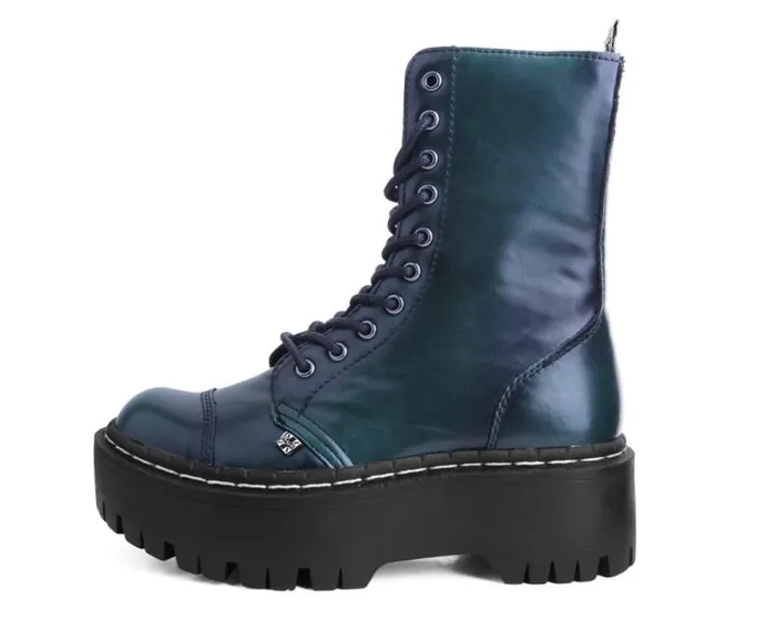 TUK Shoes Vegan Men Green RubOff 10Eye Double Decker Boot TUK Shoes Vegan Men Green RubOff 10Eye Double Decker Boot
