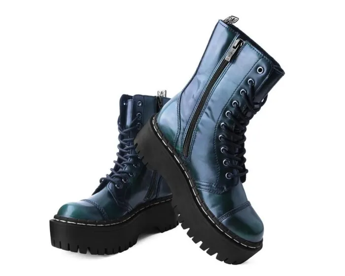 TUK Shoes Vegan Men Green RubOff 10Eye Double Decker Boot TUK Shoes Vegan Men Green RubOff 10Eye Double Decker Boot