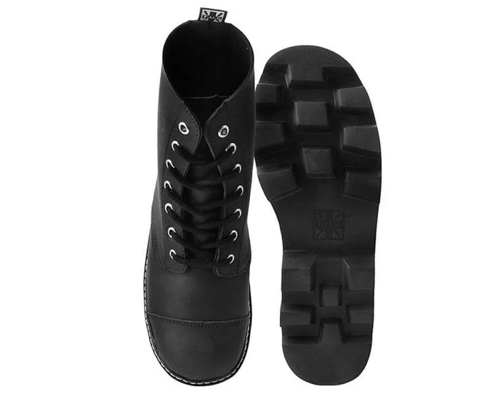 TUK Shoes Vegan Women Black Faux Leather 7Eyelet Dino Lug Sole Boots TUK Shoes Vegan Women Black Faux Leather 7Eyelet Dino Lug Sole Boots