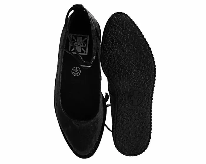 TUK Shoes Vegan Women Black Pointed Ballet Vegan Ankle Strap Creepers TUK Shoes Vegan Women Black Pointed Ballet Vegan Ankle Strap Creepers