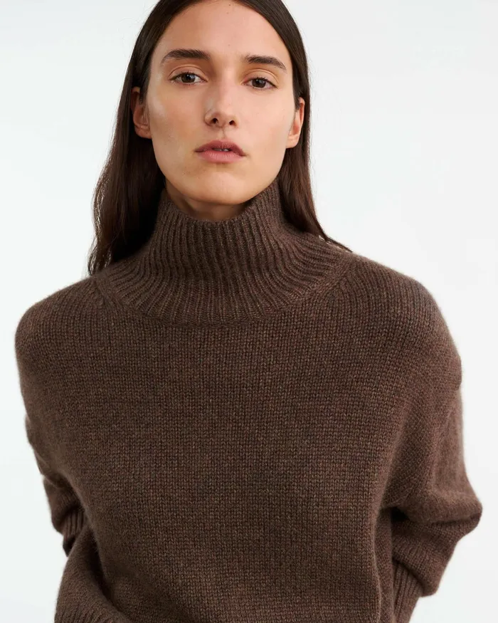 TABITHA CASHMERE SWEATER Redwood Melange Women Nili Lotan Knits and Sweaters