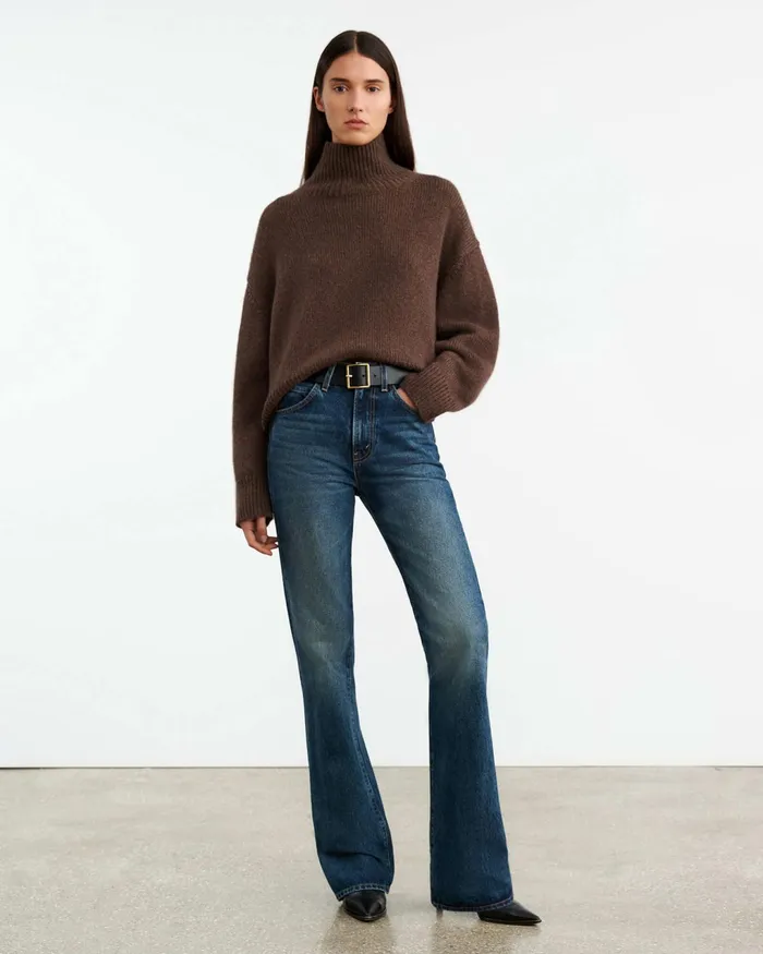 TABITHA CASHMERE SWEATER Redwood Melange Women Nili Lotan Knits and Sweaters