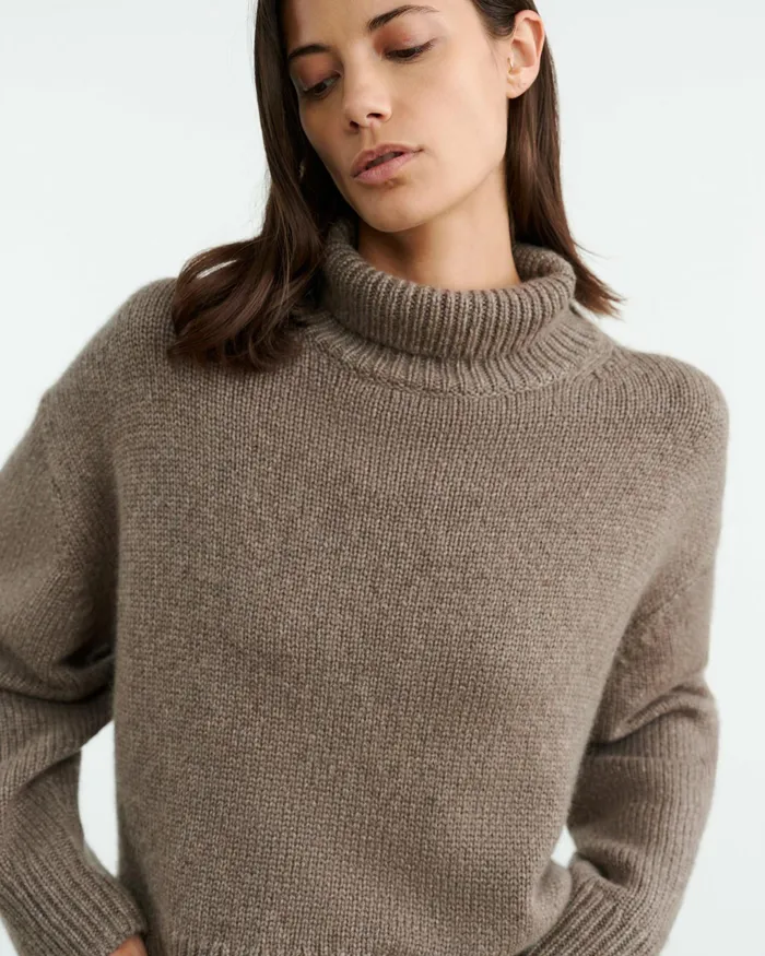 TABITHA CASHMERE SWEATER Redwood Melange Women Nili Lotan Knits and Sweaters