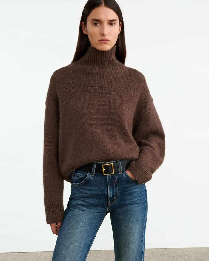 TABITHA CASHMERE SWEATER Redwood Melange Women Nili Lotan Knits and Sweaters