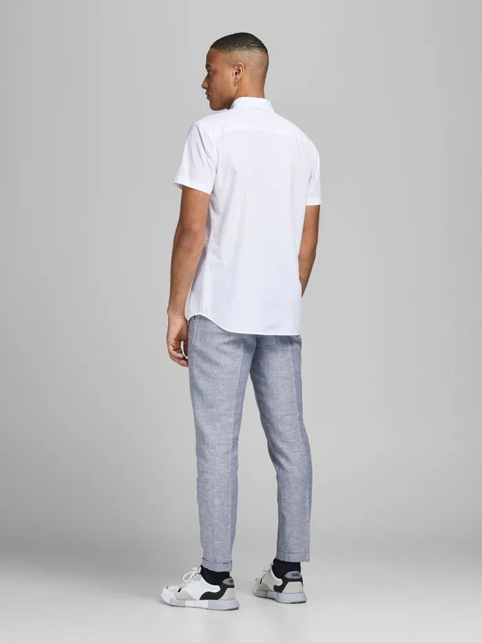 Tailoring JACK and JONES Mens SUPER SLIM FIT LINEN SUIT TROUSERS Blue Light Blue