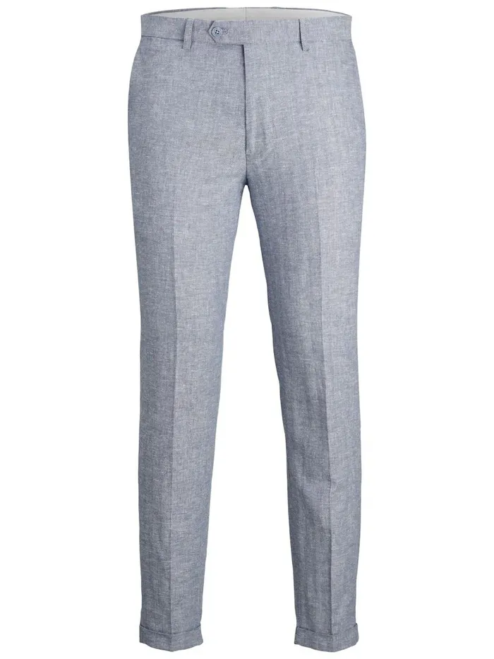 Tailoring JACK and JONES Mens SUPER SLIM FIT LINEN SUIT TROUSERS Blue Light Blue