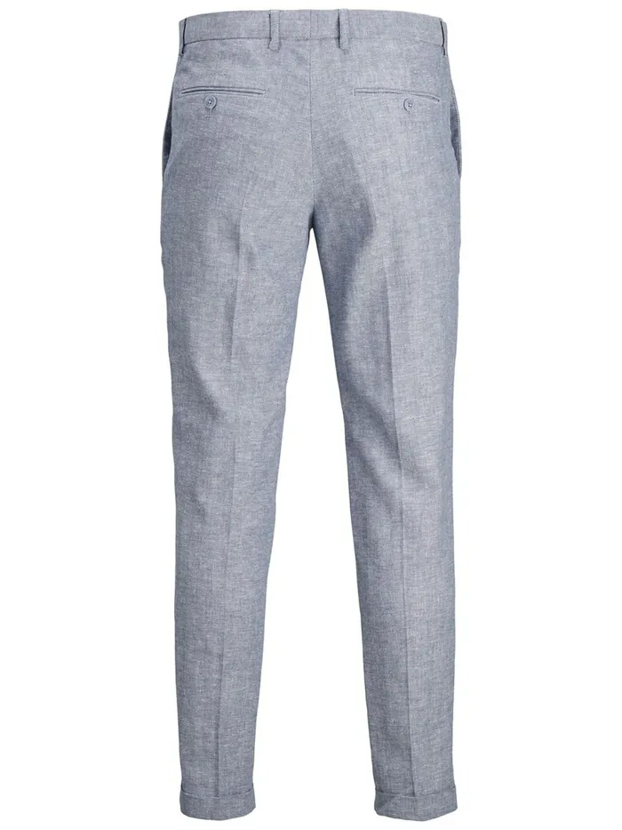 Tailoring JACK and JONES Mens SUPER SLIM FIT LINEN SUIT TROUSERS Blue Light Blue