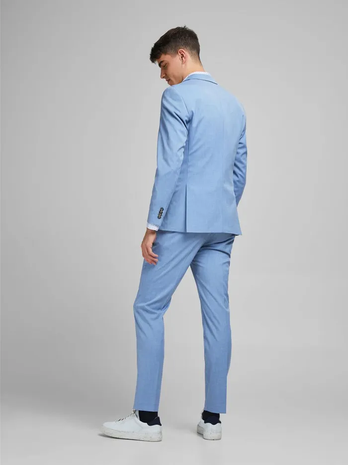 Tailoring JACK and JONES Mens SUPER SLIM FIT SUIT TROUSERS Blue Chambray Blue