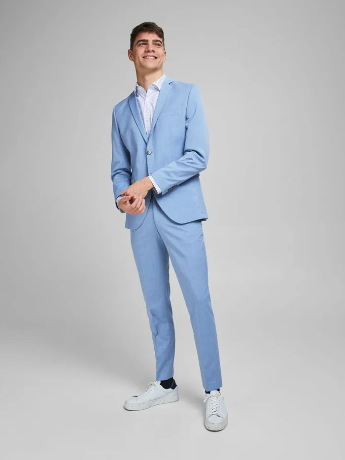 Tailoring JACK and JONES Mens SUPER SLIM FIT SUIT TROUSERS Blue Chambray Blue