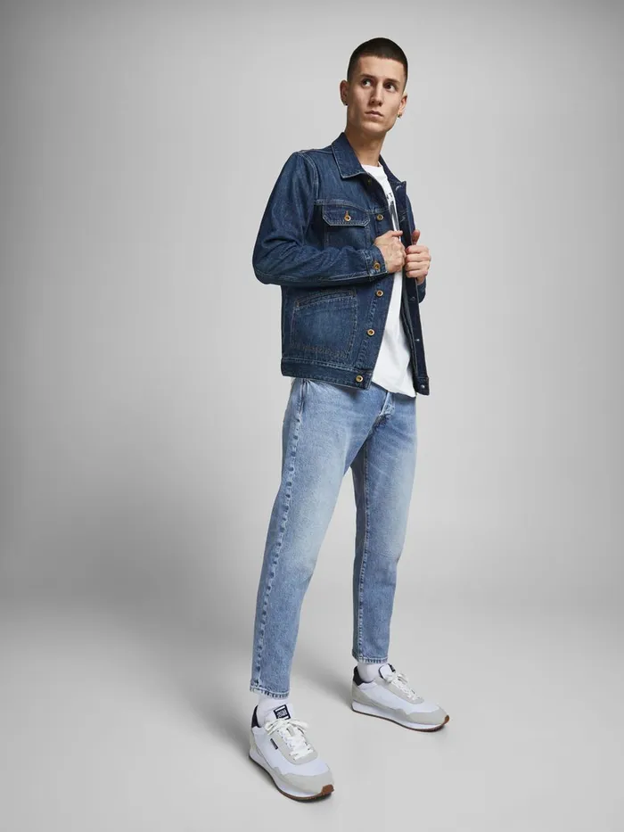 Tapered Jeans JACK and JONES Mens FRANK LEEN CJ 529 TAPERED FIT JEANS Blue Blue Denim