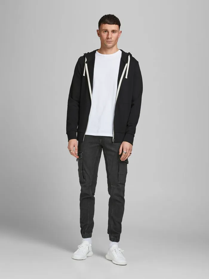 Tapered Jeans JACK and JONES Mens PAUL FLAKE AKM 268 STS TAPERED FIT JEANS Black Black Denim