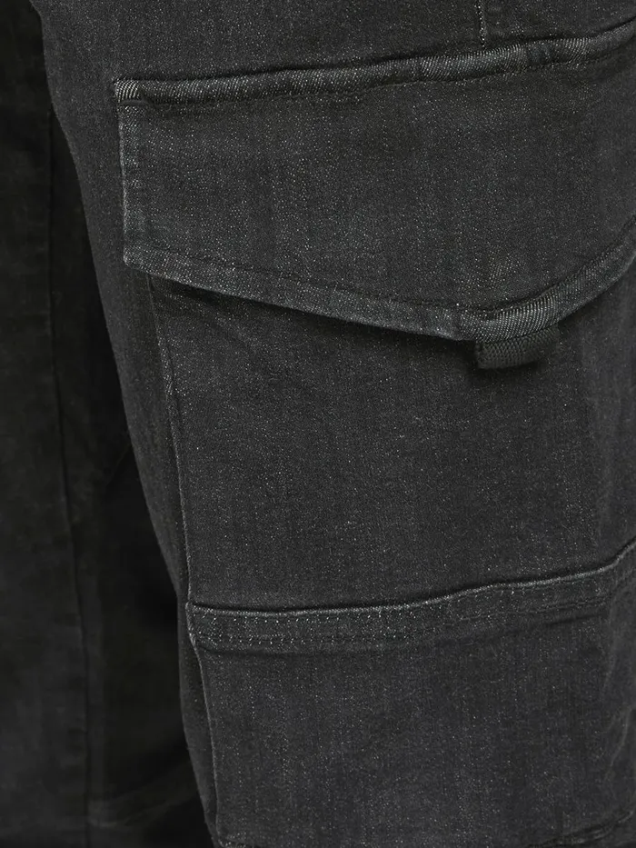 Tapered Jeans JACK and JONES Mens PAUL FLAKE AKM 268 STS TAPERED FIT JEANS Black Black Denim