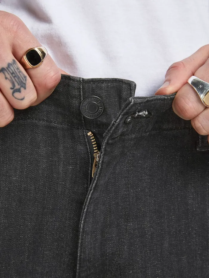 Tapered Jeans JACK and JONES Mens PAUL FLAKE AKM 268 STS TAPERED FIT JEANS Black Black Denim