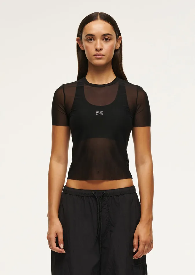 Tees DISCOVERY MESH TEE IN BLACK 8211 PE Nation Women