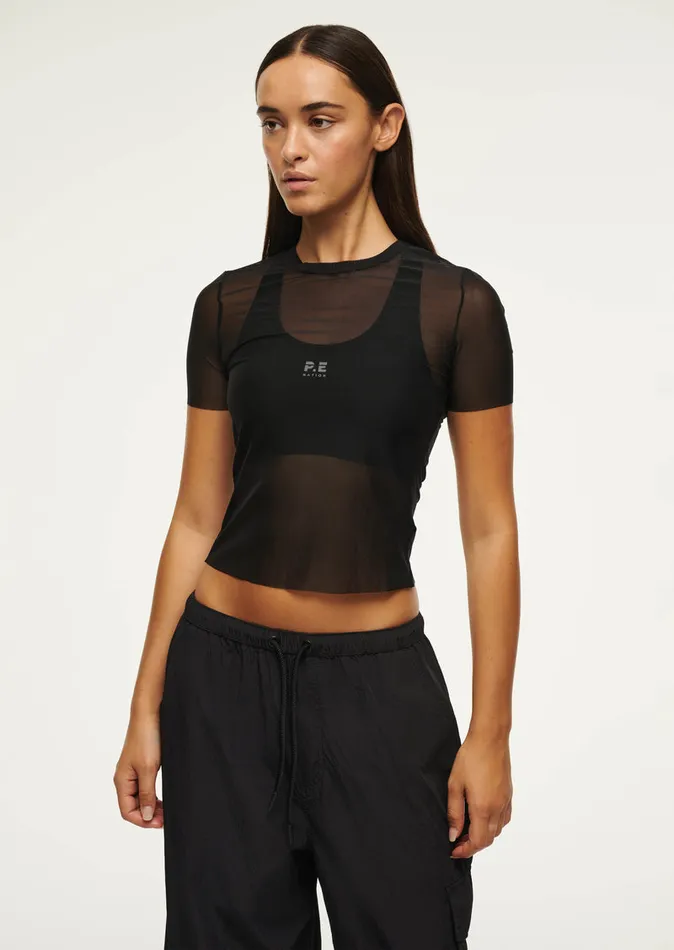 Tees DISCOVERY MESH TEE IN BLACK 8211 PE Nation Women
