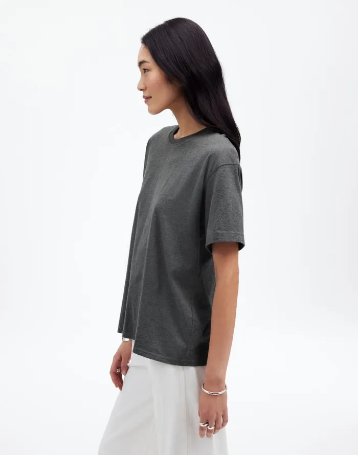Tees Women Madewell Cotton Relaxed Oversized Tee Hthr Basalt Grey