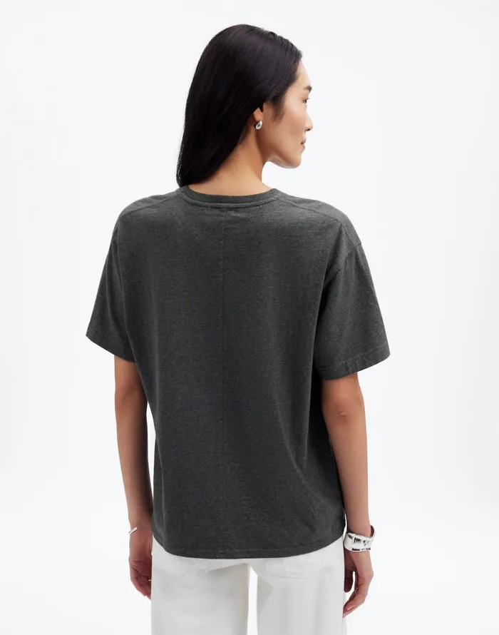 Tees Women Madewell Cotton Relaxed Oversized Tee Hthr Basalt Grey