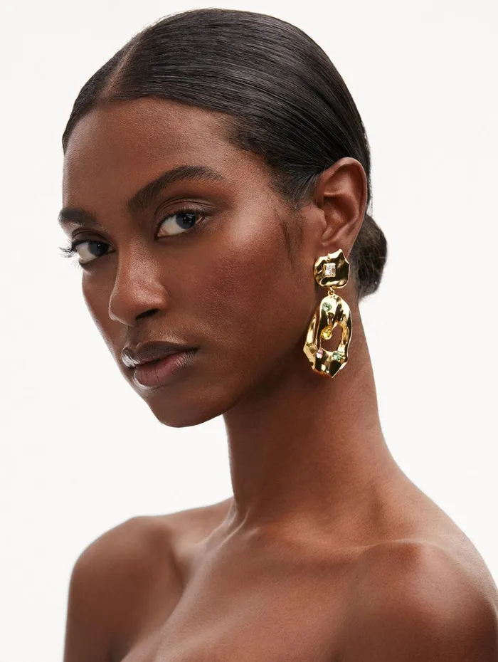 Textured Metal Drop Earrings Multi Women Oscar De La Renta Earrings