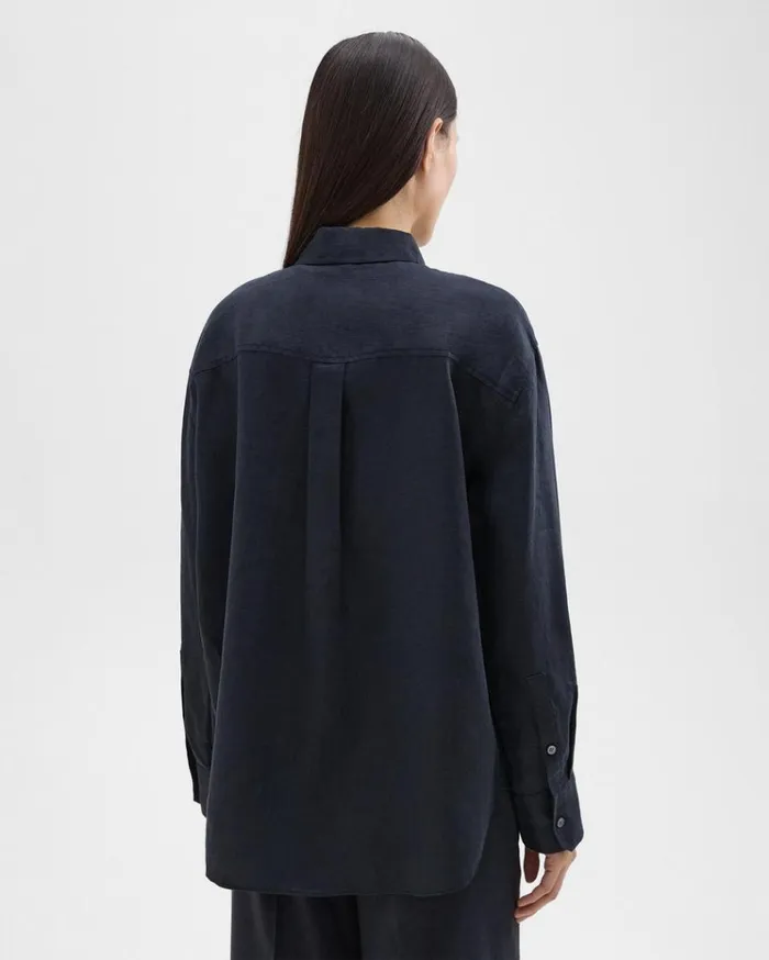 Theory Boyfriend Shirt In Relaxed Linen Concord Women Tops Theory Boyfriend Shirt In Relaxed Linen Concord Women Tops