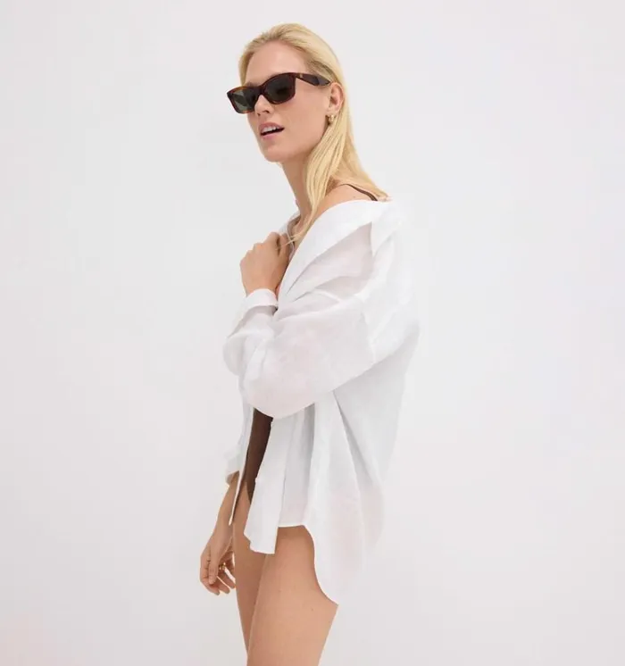 Theory Boyfriend Shirt In Relaxed Linen Concord Women Tops Theory Boyfriend Shirt In Relaxed Linen Concord Women Tops