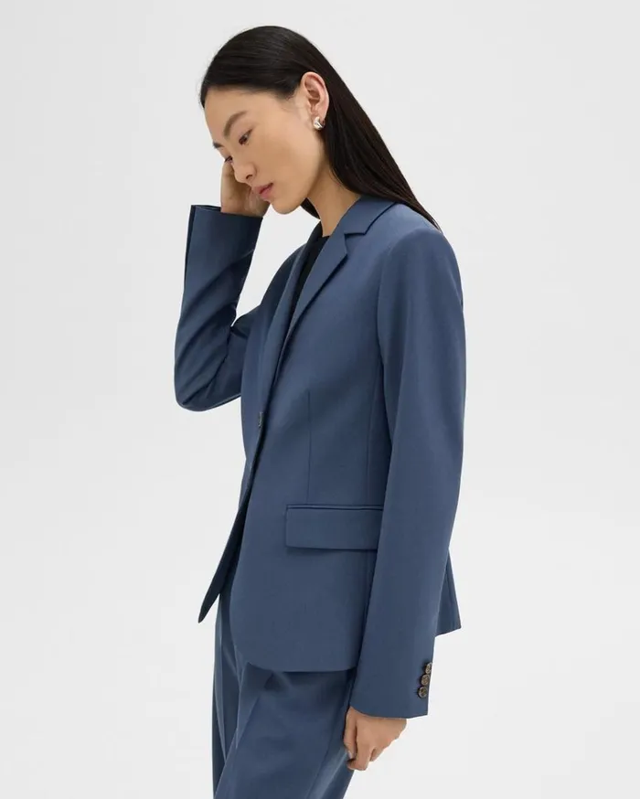 Theory Carissa Blazer In Good Wool Ash Blue Women Blazers Jackets