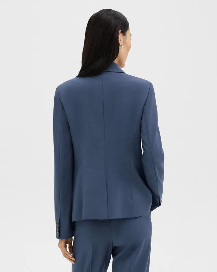 Theory Carissa Blazer In Good Wool Ash Blue Women Blazers Jackets