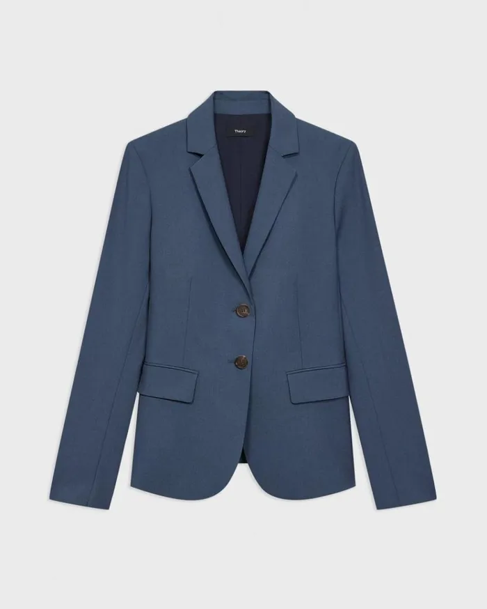 Theory Carissa Blazer In Good Wool Ash Blue Women Blazers Jackets