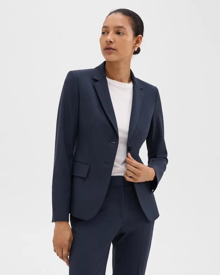 Theory Carissa Blazer In Good Wool Nocturne Navy Women Blazers Jackets