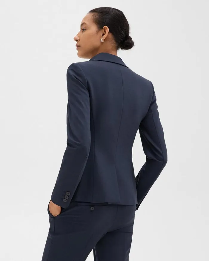 Theory Carissa Blazer In Good Wool Nocturne Navy Women Blazers Jackets