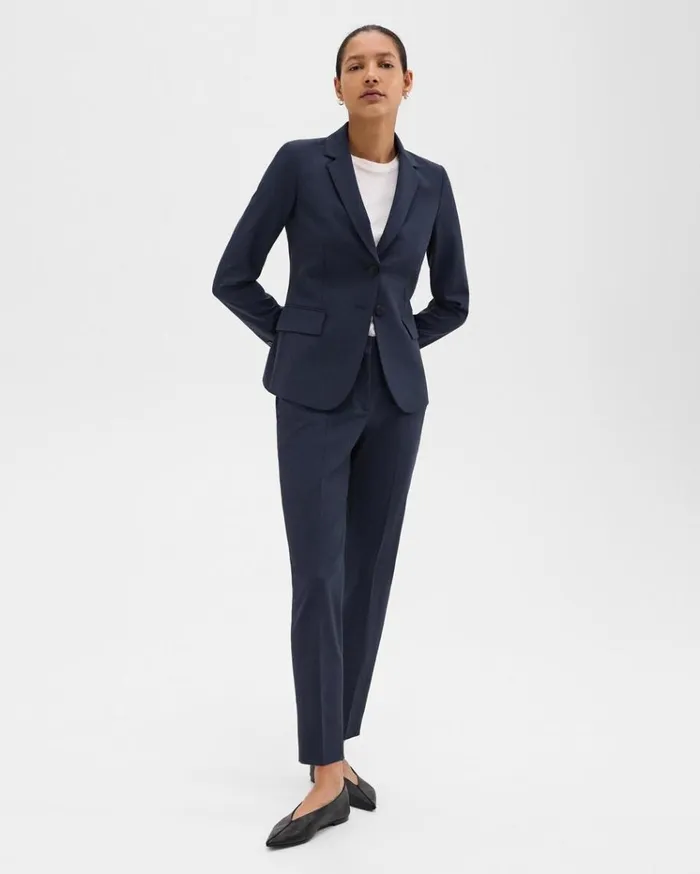 Theory Carissa Blazer In Good Wool Nocturne Navy Women Blazers Jackets