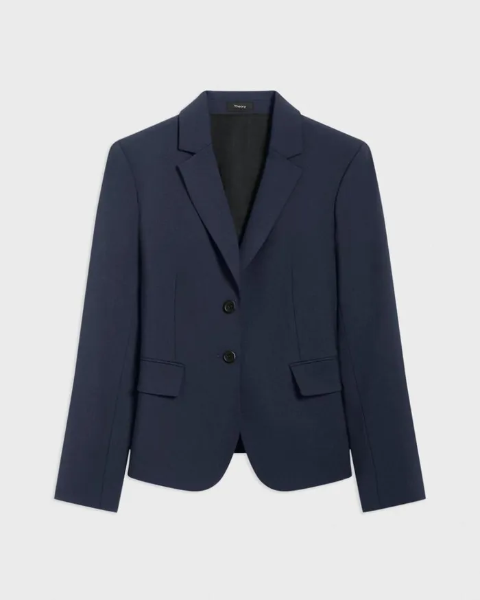 Theory Carissa Blazer In Good Wool Nocturne Navy Women Blazers Jackets