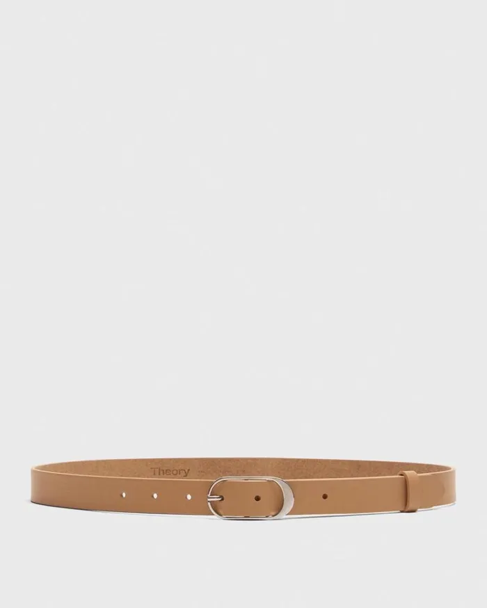 Theory Classic Oblong Belt In Leather New Camel Women Belts