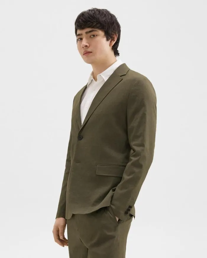 Theory Clinton Blazer In Good Linen Dark Olive Men Blazers Jackets