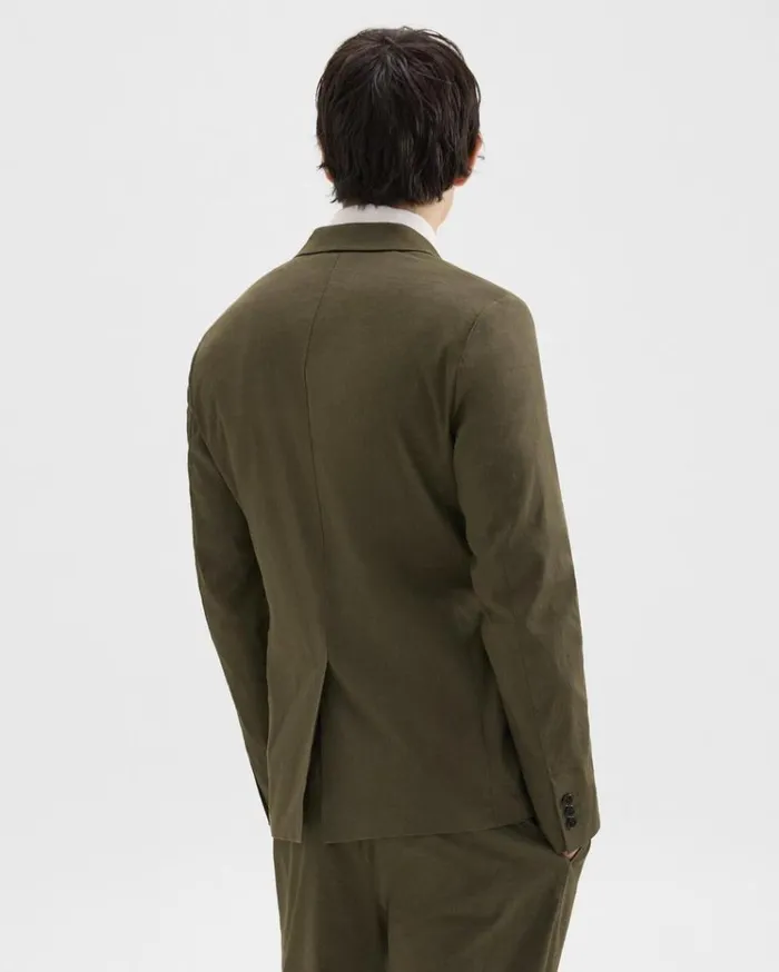 Theory Clinton Blazer In Good Linen Dark Olive Men Blazers Jackets