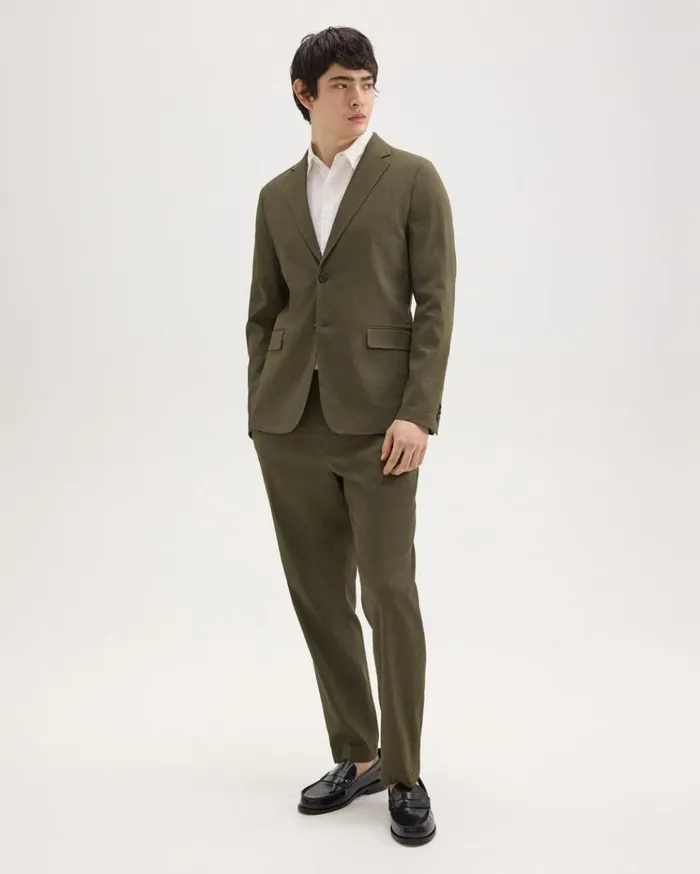 Theory Clinton Blazer In Good Linen Dark Olive Men Blazers Jackets