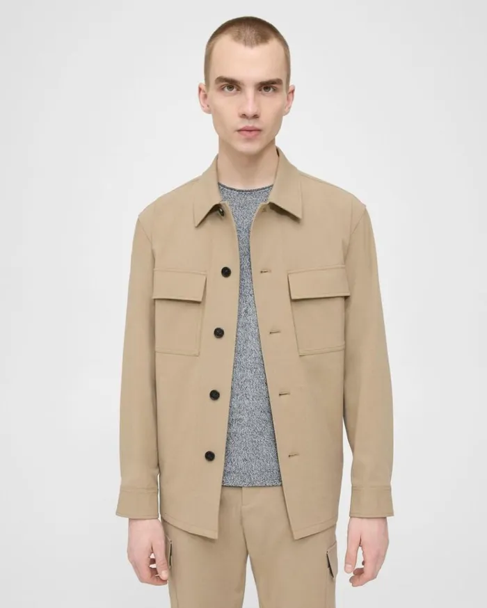 Theory Clyfford Shirt Jacket In Neoteric Twill Bark Men Blazers Jackets