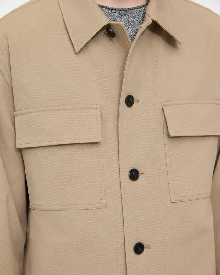 Theory Clyfford Shirt Jacket In Neoteric Twill Bark Men Blazers Jackets Theory Clyfford Shirt Jacket In Neoteric Twill Bark Men Blazers Jackets