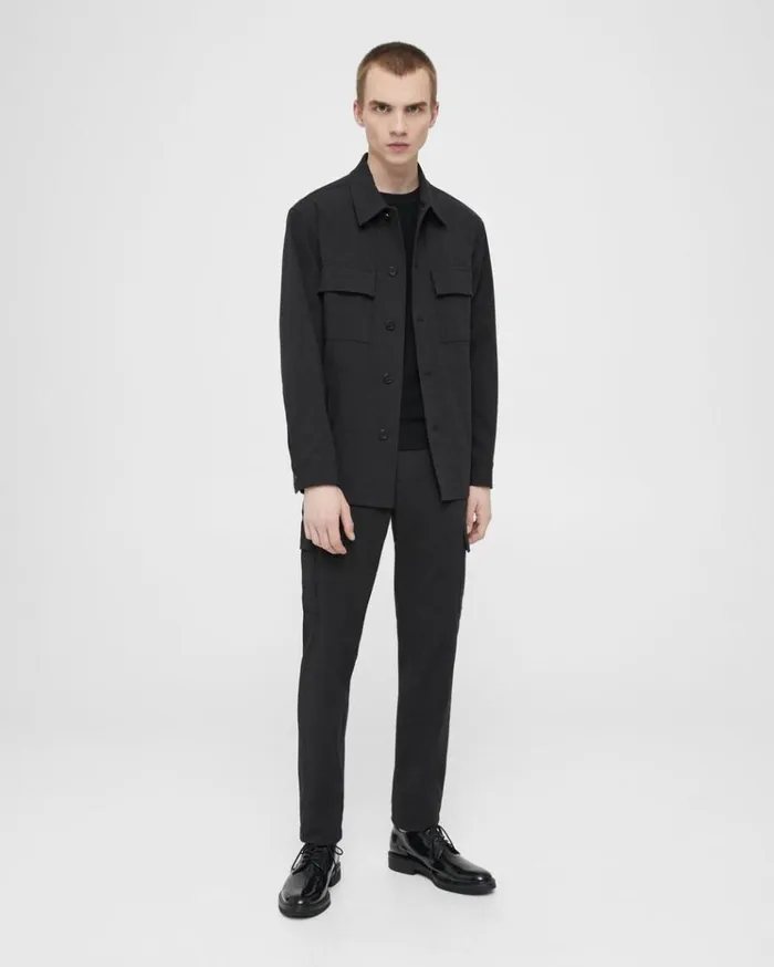 Theory Clyfford Shirt Jacket In Neoteric Twill Black Men Blazers Jackets Theory Clyfford Shirt Jacket In Neoteric Twill Black Men Blazers Jackets
