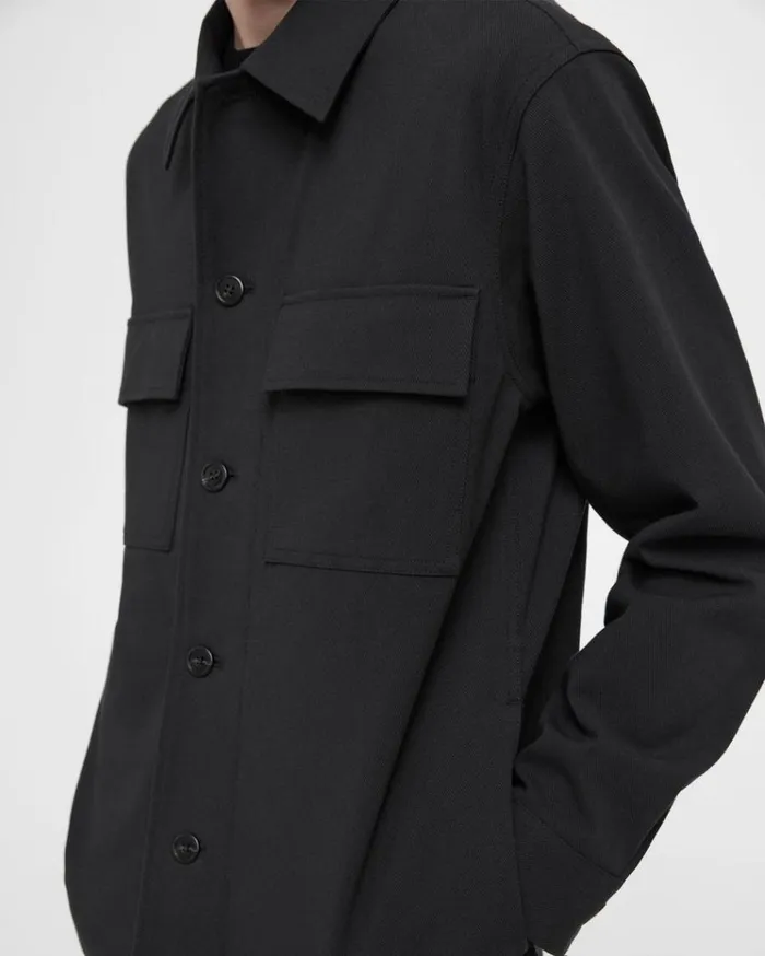 Theory Clyfford Shirt Jacket In Neoteric Twill Black Men Blazers Jackets Theory Clyfford Shirt Jacket In Neoteric Twill Black Men Blazers Jackets
