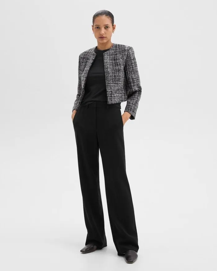 Theory Cropped Jacket In Mlange Tweed Black Multi Women Blazers Jackets Theory Cropped Jacket In Mlange Tweed Black Multi Women Blazers Jackets