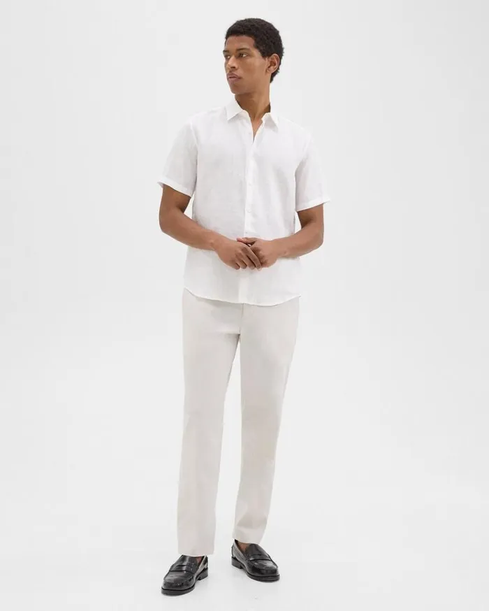 Theory Curtis Drawstring Pant In Good Linen Sand Men Suits