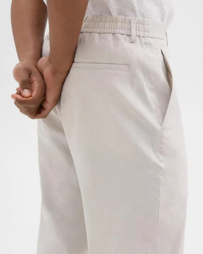 Theory Curtis Drawstring Pant In Good Linen Sand Men Suits