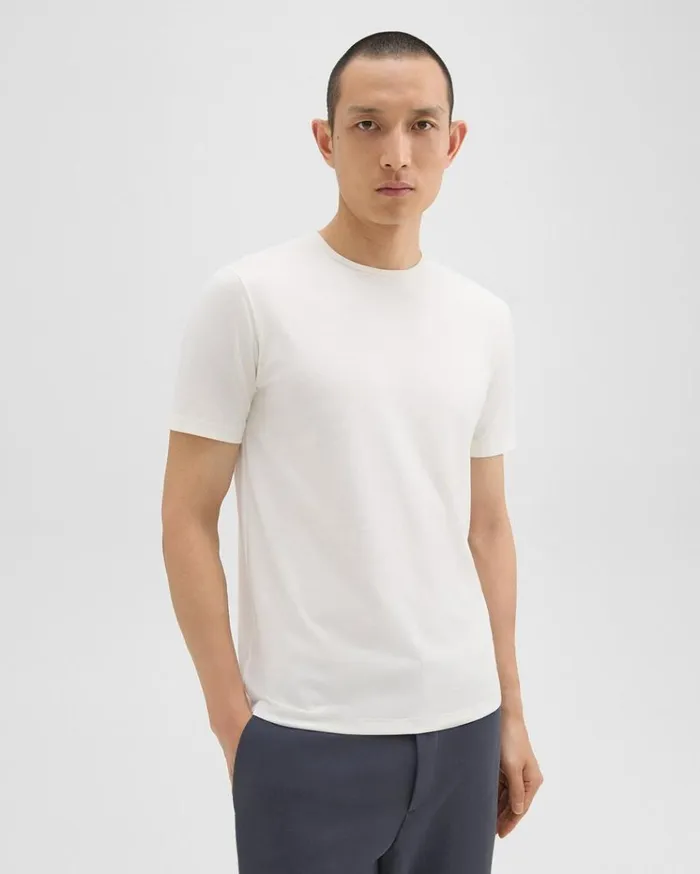 Theory Dorian Tee In Active Knit White Men TShirts Polos Theory Dorian Tee In Active Knit White Men TShirts Polos