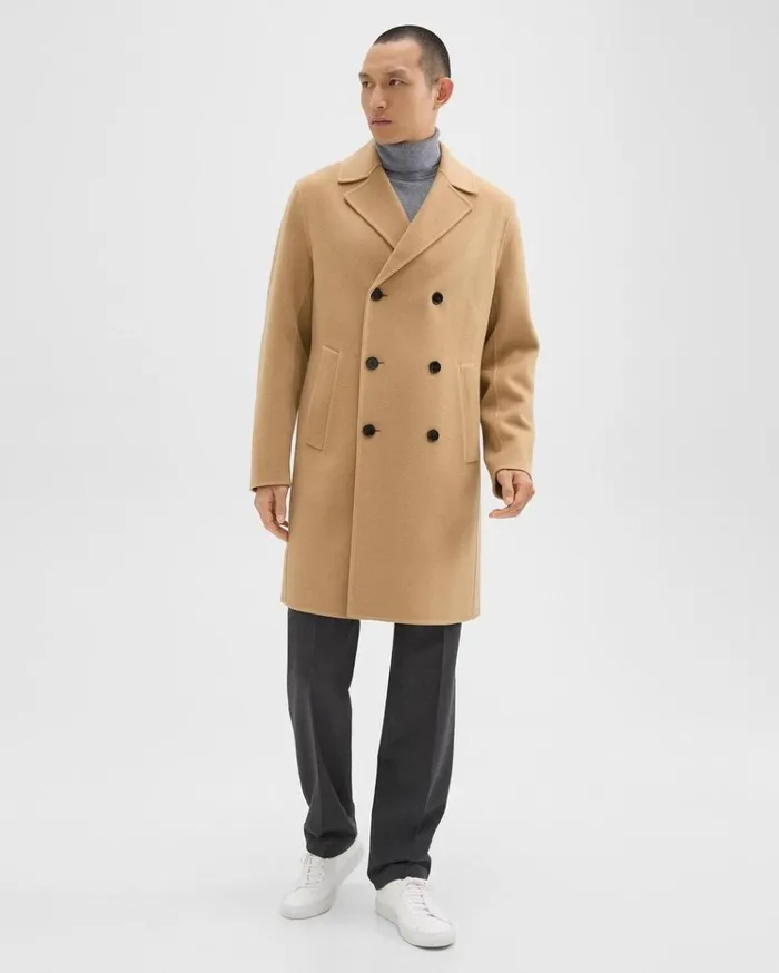 Theory DoubleBreasted Coat In DoubleFace WoolCashmere New Camel Men Outerwear